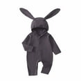 thumbnail image 3 of DHFJKG Infant Toddler Ribbed Hooded Jumpsuits Winter Clothes Long Sleeve Solid Color Button Down Onesie Newborn Lightweight Cozy One-Pieces, 3 of 7