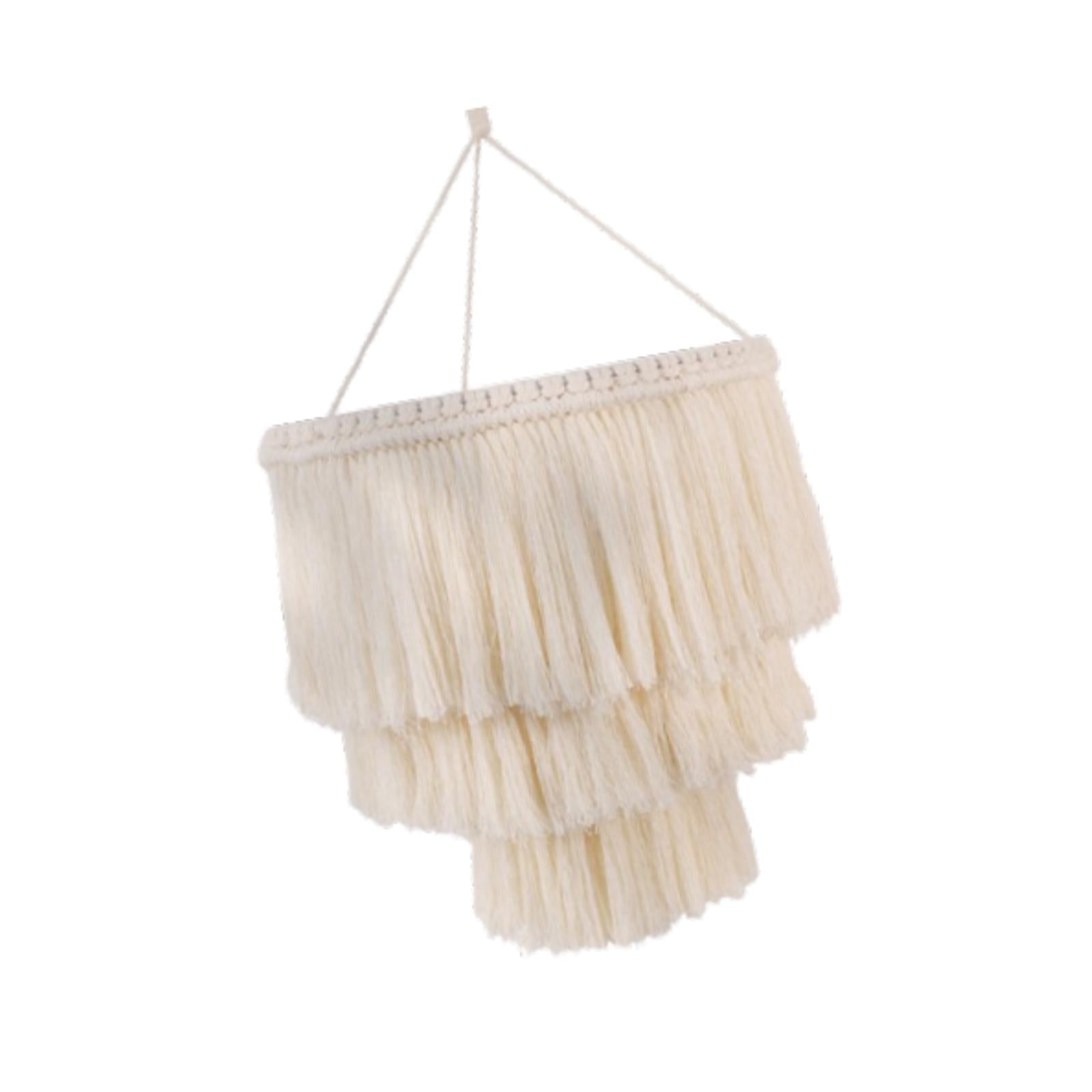 oshhni Macrame Lamp Shade Lampshade Boho Nordic Handmade Cotton Rope Hanging Light Cover Pendant Light Shade for Nursery Office Dorm C