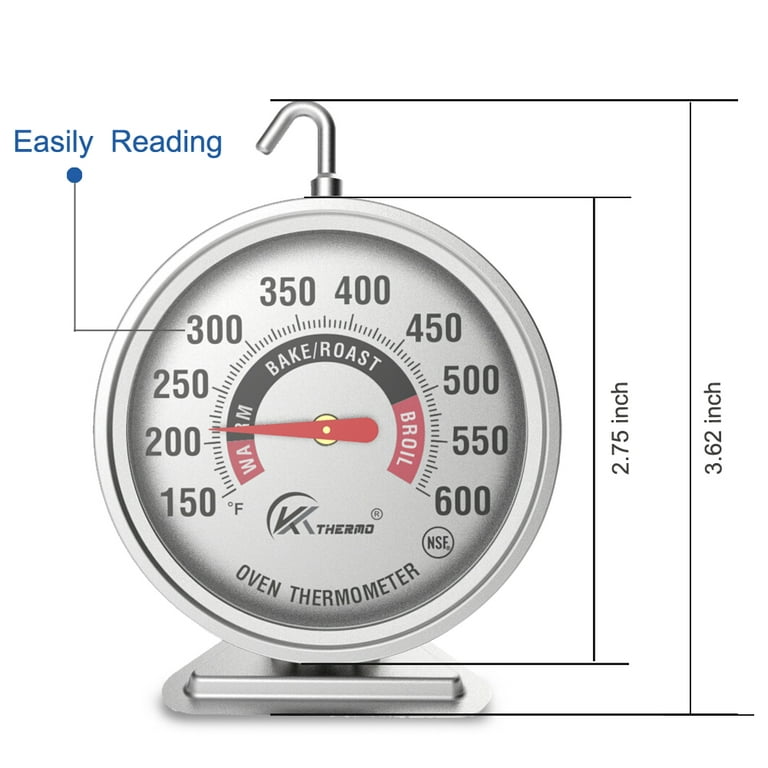 Efeng Large 3.5 Oven Thermometers for Gas/Electric Oven with Large Hanger&Base,Safety Leave-In Oven,Easy to Read Large Number,No Fading Color for