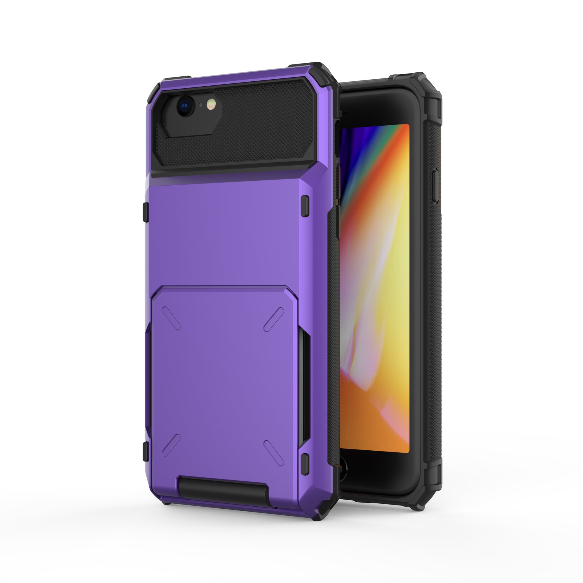 iPhone 7 Case, iPhone 8 Case, iPhone SE 2020 Case, Mantto Wallet Cover 5 Credit Cards Holder Flip Hidden Slot Dual Layer Protection Hybrid Tough Protective Armor For Apple iPhone 7/8/SE 2020, Purple