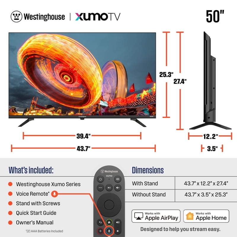 Westinghouse 40" Smart Xumo TV, FHD 1080P with Voice Remote color options