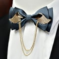 thumbnail image 3 of Yongchuantie High Quality Bowtie for Men Dark Gray Two Layer Men's Metal Gold Wings Chains Bow Tie Adjustable Party Weddings Gift, 3 of 4