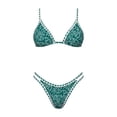 thumbnail image 4 of DHFJKG Floral Print Women Bikini Sets Two Piece Swimsuits Triangle Bathing Suit With Thong Bottoms Summer Pool Party Holiday Beachwear, 4 of 4