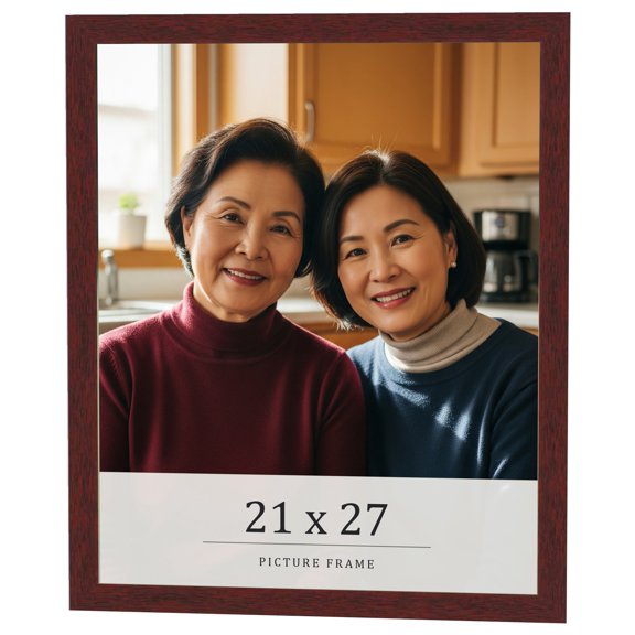 21x27 Frame Brown Solid Wood Picture Frame Width 0.75 Inches | Interior Frame Depth 0.5 Inches |