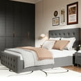thumbnail image 4 of Full Size Platform Bed Frame with 4 Storage Drawers & Headboard,Faux Leather or Linen, Button Tufted Platform, Strong Wooden Slats,No Box Spring Needed, 4 of 7