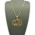 thumbnail image 3 of Hip Hop Gold Plated Rapper Style " 1738 " Zoo Gang Pendant & 2mm 20" Box Chain Necklace & Pierced Earring Set Jewelry Men's Accessory, 3 of 7