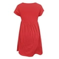 thumbnail image 4 of AOMPMSDX Ladies Round Neck Short Sleeve Solid Color Loose Slim Mid Length Dress Red XXXL, 4 of 5
