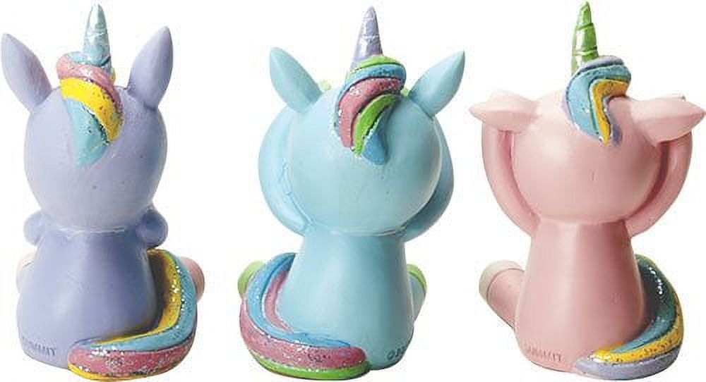 Ebros See Speak And Hear No Evil Unicorns Small Figurine 2.75 Inch Tall Each Colorful Glittery Three Unicorn Collectible Statue