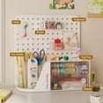 thumbnail image 2 of Vivin Desk Organizer, Small 2 Drawer Unit and Pen Holders, Multi-Purpose Pegboard organizer For Home Office, Cream, 2 of 7