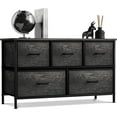 thumbnail image 3 of Sorbus 5-Drawer Faux Wood Dresser – Wide Storage Chest Organizer for Clothes, Bedroom, Living Room, Closet & Dorm – Steel Frame, Wood Top, Fabric Bins, Black, 3 of 8