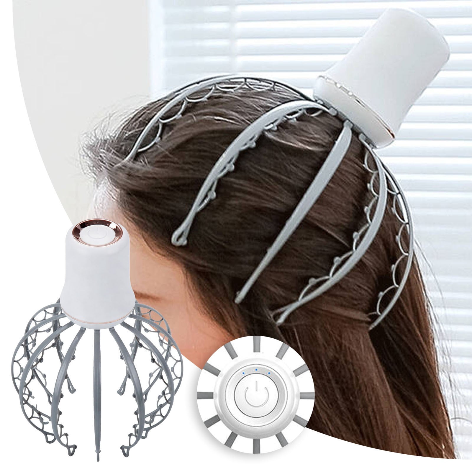 Octopus Electric Scalp Massager – 12 Detachable Claws, 3 Speed Modes, 500mAh Battery – Deep Tissue Head & Neck Massager for Tension Relief, Spa-Like Relaxation