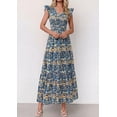 thumbnail image 2 of PRETTYGARDEN Women's Boho Floral Maxi Dress Summer Smocked V Neck Ruffle Sleeve Spring Flowy Beach Vacation Sundresses, 2 of 6