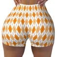thumbnail image 2 of Haiem Orange argyle No Front Seam Biker Shorts for Women Yoga Workout Gym Bike Shorts with Tummy Control Moisture-Wicking-X-Large, 2 of 8