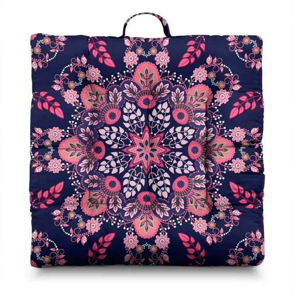 Paisley Pattern Yoga Cushion, Boho Meditation Floor Pillow for Sitting Comfort, Meditation Cushion for Reading or Relaxing Indoors and Outdoors 22 x 22