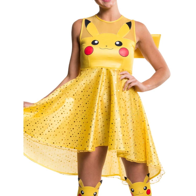 pikachu plush dress girl tutu dress- pokemon costume- pikachu tutu-kisses dress-pokemon  Pink Toes & Hair Bows Made from soft Pikachu Pokemon Cosplay Birthday Halloween