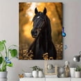 thumbnail image 4 of Qisvanset 12x16 Inch Black Stallion Horse Canvas Wall Art, Wild Mustang Western Ranch Equestrian Home Decor, 4 of 8