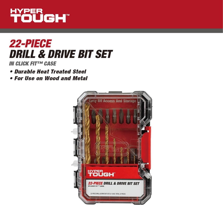 Hyper Tough 22-Piece Drill & Drive Set with Click Fit™ Case