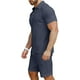 thumbnail image 3 of Conjunto de chándal deportivo KUYIGO para hombre, polo y pantalones cortos, azul marino, 3 of 5