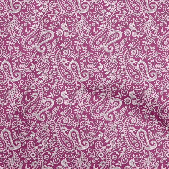 oneOone Cotton Flex Pink Fabric Paisley Fabric For Sewing Printed Craft Fabric By The Yard 40 Inch Wide-DC