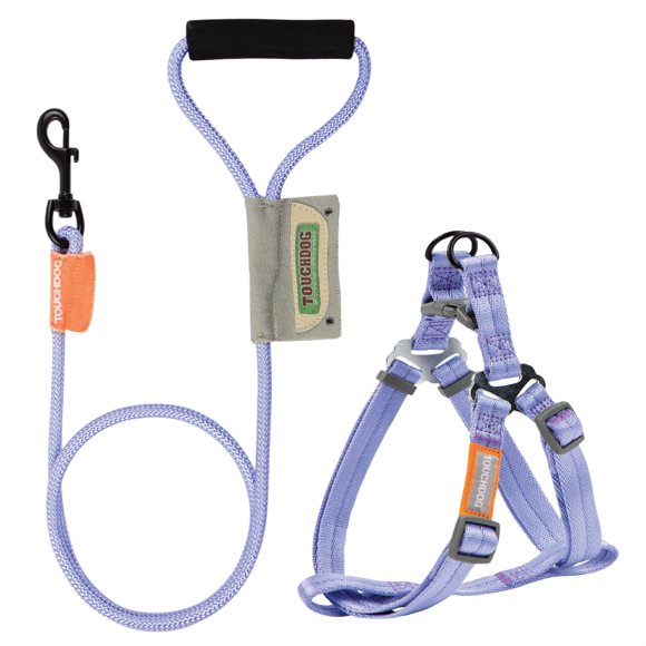 Touchdog 'Macaron' Harnais et Laisse pour Chien en Nylon Durable 2-en-1 - Petit / Violet