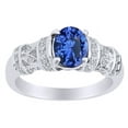 thumbnail image 2 of AFFY Simulated Blue Sapphire & White Simulated Diamond Engagement Ring 14k White Gold over Silver-13.5, 2 of 2