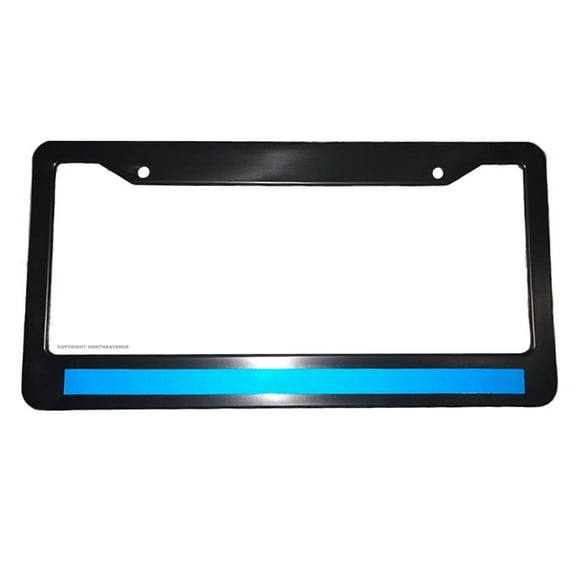 Reflective Blue Model - Support Police Black License Plate Frame Top N Bottom