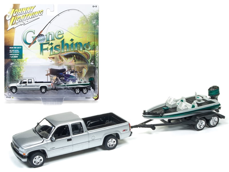 toy pickup truck and boat trailer