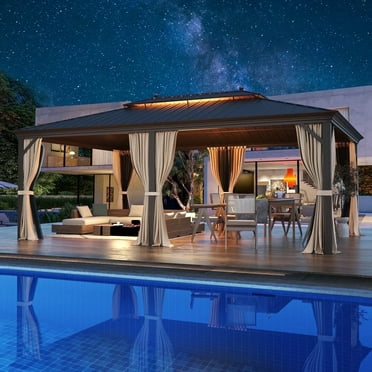 RICHRYCE 14' x 20' Hardtop Gazebo, Galvanized Steel Double Roof Aluminum