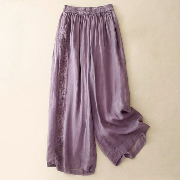 Hauaitttt Women's Spring Summer Loose New Vintage Wide Leg Pants Casual Pants Women's Pants Casual Tall plus Size Cropped Pants for Women Casual Pants Suit for Women Casual Womens Casual Pants 24w