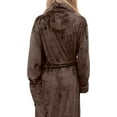 thumbnail image 4 of Mocassi Women’s Plush Fleece Spa Bathrobe, Shawl Collar and Pockets, Velvet Soft and Warm Long Robe - Large, Chocolate Brown, 4 of 5