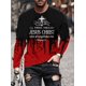 thumbnail image 2 of Camiseta vintage con estampado de letras cristianas de Jesús para hombre, manga larga, cuello redondo, camiseta estampada en 3D, ropa deportiva de gran tamaño para hombre, 2 of 4