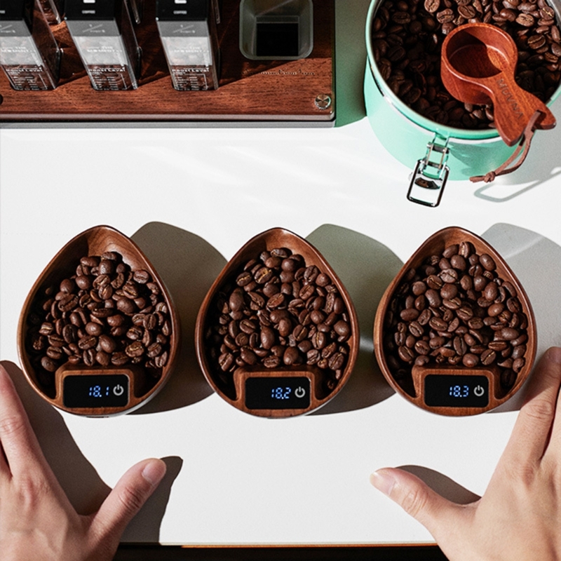 Coffee Scale Wood Acrylic Texture Coffee Weighing Tray for Coffee Enthusiasts