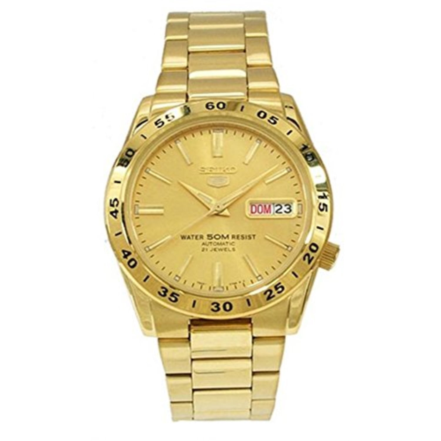 seiko men's snke06 stainless steel analog with gold dial watch - Walmart.com