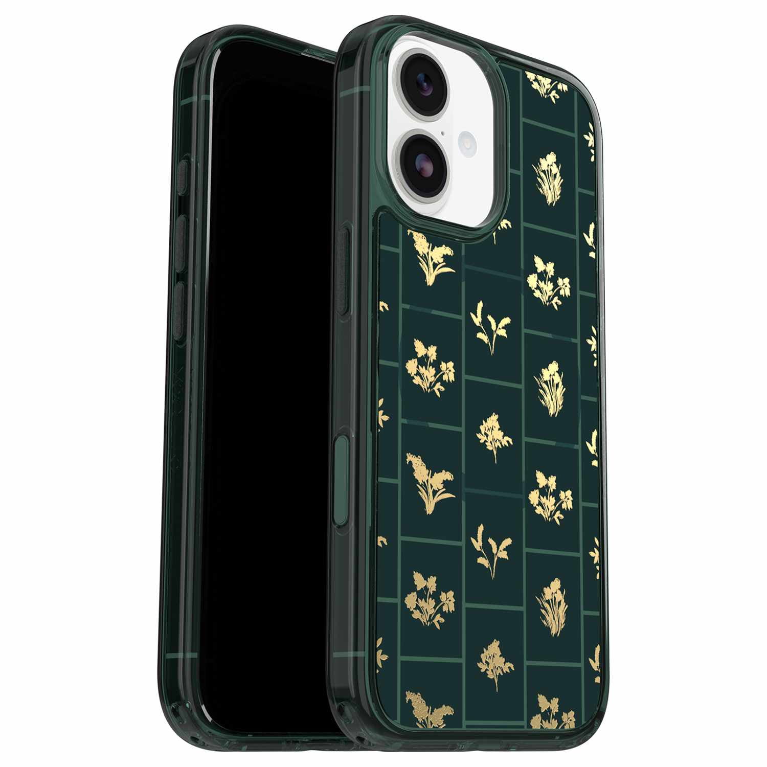 OtterBox Étui Symmetry Clear MagSafe avec Contrôle de la Caméra Golden Bloom (Vert) pour iPhone 17