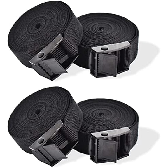 Direct 4PCS Tie Down Straps,Heavy Duty Lashing Straps Adjustable Cam Buckle Tie-Down Straps for Motorcycle,Cargo,Trucks,Trailer,Luggage- 9.8' x 1" Black