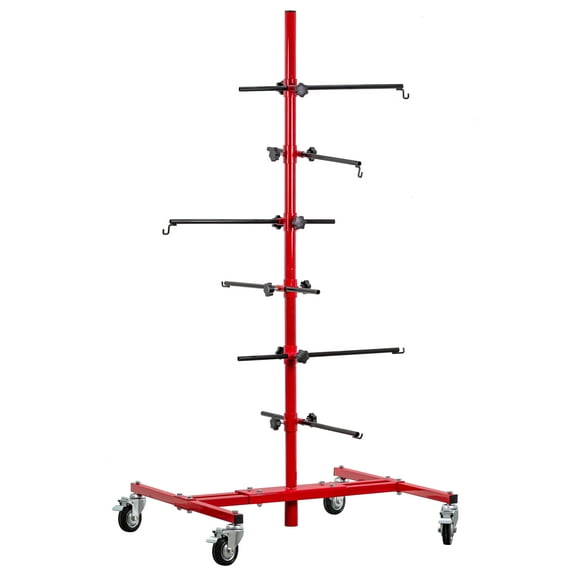 TCP Global Auto Panel Tree Paint Stand Holder with Adjustable Center Post - Hook Levers Securely Hang Automotive Panels, Doors, Fenders, Bumpers, Car Parts - Auto Body Shop Painting, Save Time & Labor