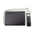 thumbnail image 2 of Black Men's Genuine Leather Biker Trifold Wallet Long Chain Trucker Motorcyclist, 2 of 5
