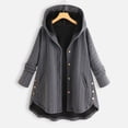 thumbnail image 2 of WEIYLL Womens Fleece Jacket Plus Size Button Pockets High Low Long Sleeve Hooded Grey Going Out Fall Tops Size XL, 2 of 7