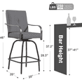 thumbnail image 3 of Patio Swivel Bar Stools Set of 2, Outdoor Bar Height Patio Swivel Chairs with Cushion for Garden Balcony Backyard (Gray), 3 of 9