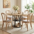 thumbnail image 1 of Round Dinning Table for 4-6, 47" Circle Kitchen Table with Storage Shelf & Sturdy Metal Frame, Modern Dinner Table for Kitchen, Living Room, Apartment, Office, Natural, 1 of 9