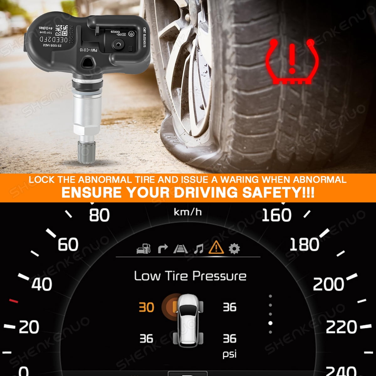 4 Pcs TPMS Tire Pressure Sensor 315MHz, Compatible with Toyota Camry, Corolla, Avalon, Yaris, Prius, For Lexus Models, OEM 42607-06020, PMV-C010