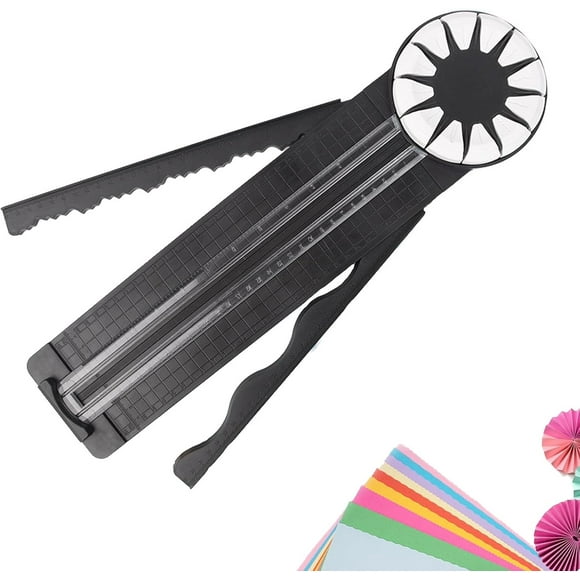 Cortador de bordes para manualidades de papel, cortador de papel giratorio 12 en 1, cortador de papel versátil de línea recta ondulada de disco, bordeador de papel de precisión con medidas, para posta