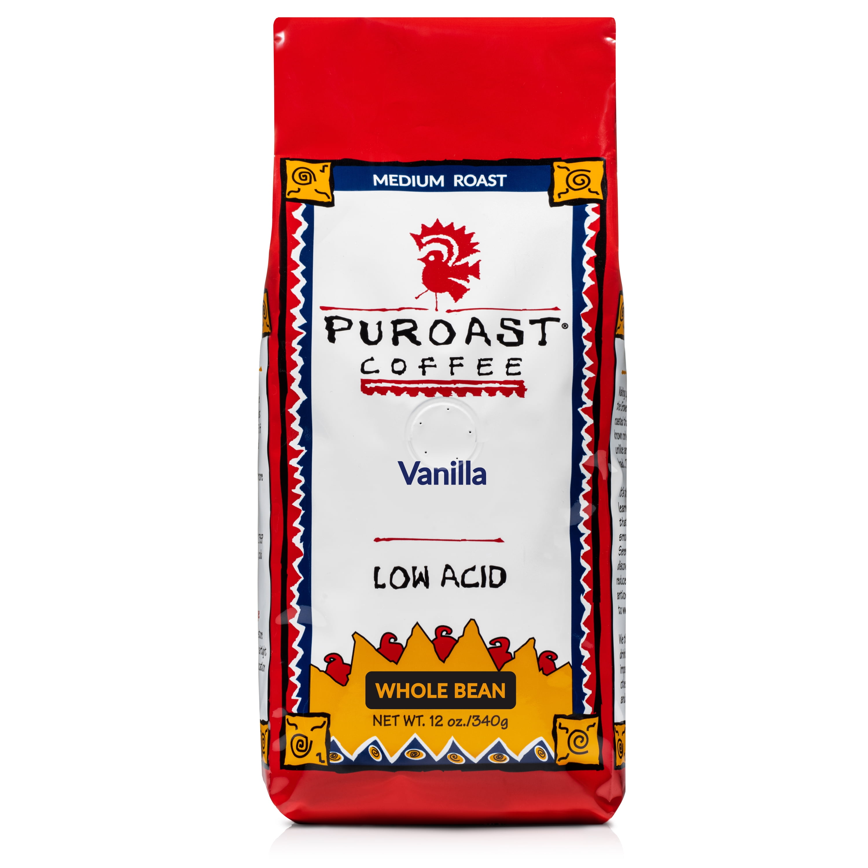 Puroast Low Acid High Antioxidant Vanilla Whole Bean Coffee, 12 oz Bag