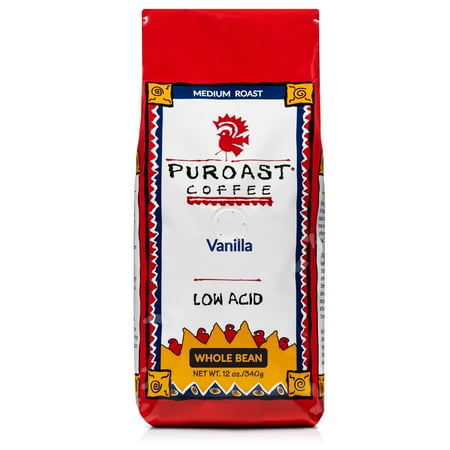 Puroast Low Acid High Antioxidant Vanilla Whole Bean Coffee, 12 oz Bag