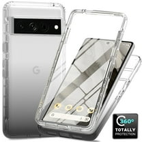Crystal Clear Case for Google Pixel 7, [Not Yellowing] Gradient Phone Case with Built-in Screen Protector, Military Grade Drop Protection Shockproof Transparent Cover for Google Pixel 7, Black