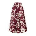 thumbnail image 4 of RPVATI Summer Long Skirts for Women 2025 Vacation Elastic Waist Tiered Floral A Line Skirts Boho Drawstring Trendy Lightweight Flowy Pleated Long Skirt Wine S, 4 of 9