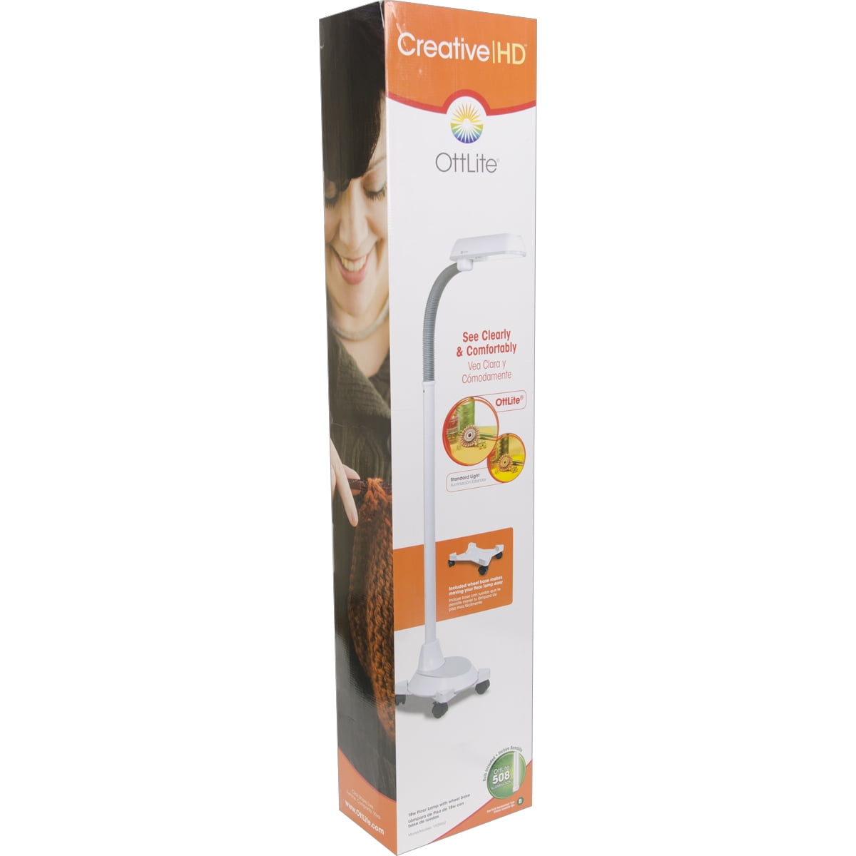 OttLite Floor Lamp With Wheels, White