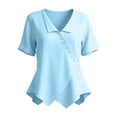 thumbnail image 3 of Cilsoka Cotton Linen Short Sleeve Button Down Blouses for Women Wrap V Neck Summer Tops 2026 Dressy Casual Trendy Shirts, 3 of 5
