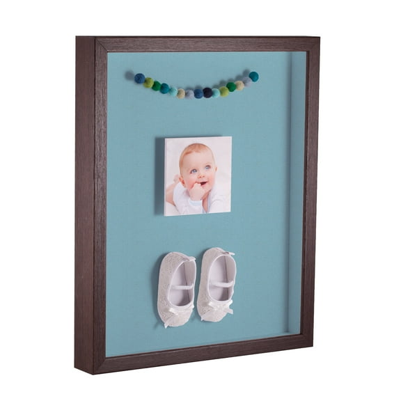 ArtToFrames 20x20 Inch Shadow Box Picture Frame, with a Verlinga Brown 1 Wide Shadowbox frame and French Blue Mat Backing (4656)