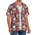 thumbnail image 2 of Balery Skull rock record artist Camisa Casual de Manga Corta con Botones para Hombre, Texturizada, Estilo Cubano, para Playa, Verano-X-Large, 2 of 5